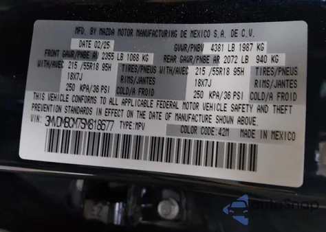 2025 Mazda Cx-30 2.5 S Preferred Package from USA, damaged, VIN 3MVDMBCM7SM818677